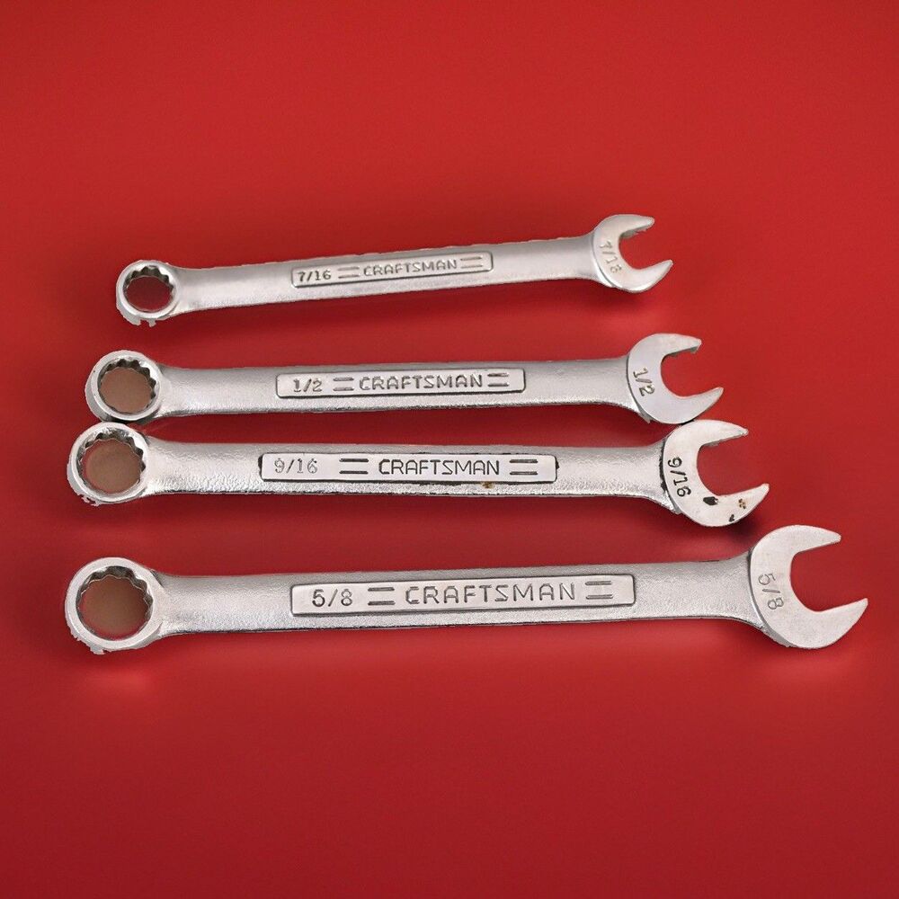 craftsman combination wrenches set of 4 usa made 7/16 1/2 9/16 5/8